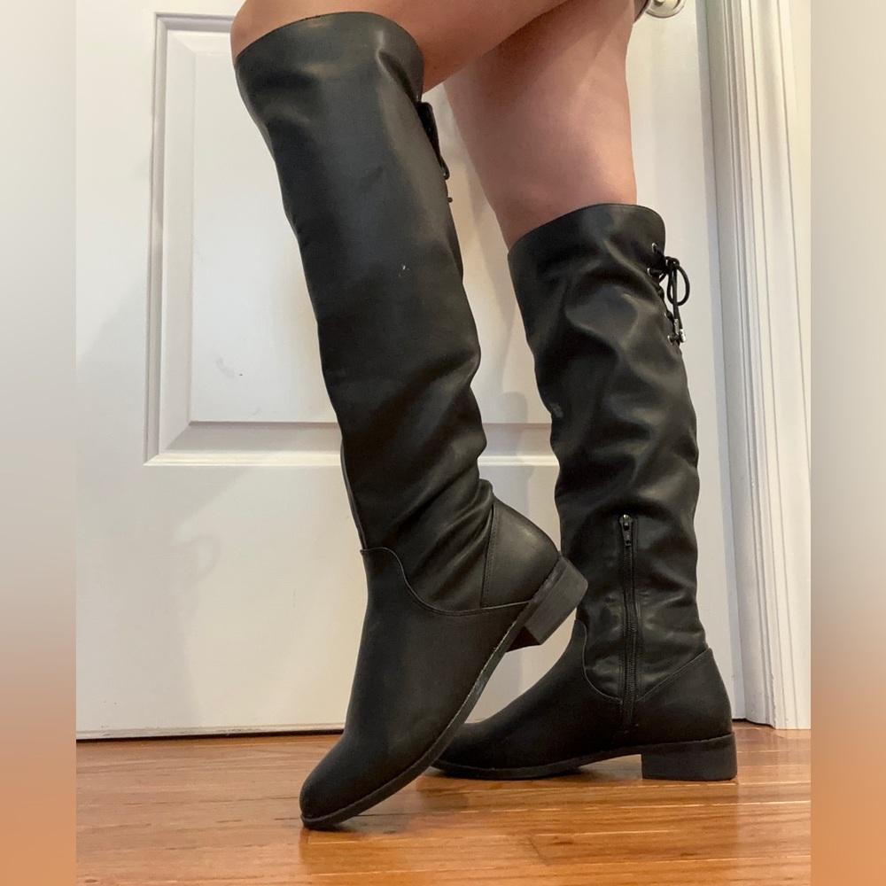 Aldo knee high lace up back boots